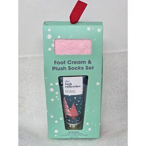 The Bath Collection Foot Cream & Plush Socks Set Cool Peppermint 2.5 Fl Oz